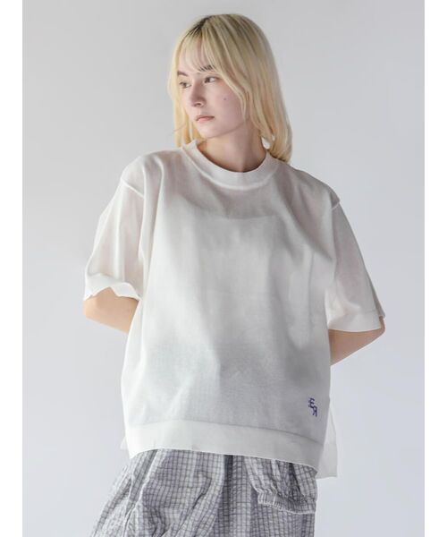 :ETHROF(イーサオブ)の「DOLMAN SLEEVE SHEER KNIT TOPS(ニット/セーター・レディース・オフホワイト/ブルー/ブラック・FREE)」の5枚目の写真