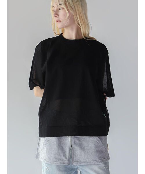 :ETHROF(イーサオブ)の「DOLMAN SLEEVE SHEER KNIT TOPS(ニット/セーター・レディース・オフホワイト/ブルー/ブラック・FREE)」の6枚目の写真