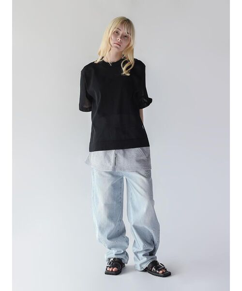 :ETHROF(イーサオブ)の「DOLMAN SLEEVE SHEER KNIT TOPS(ニット/セーター・レディース・オフホワイト/ブルー/ブラック・FREE)」の16枚目の写真