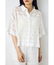 AZUL BY MOUSSY（アズールバイマウジー）の「【着丈バリエ】レースハーフスリーブシャツ（シャツ/ブラウス）」