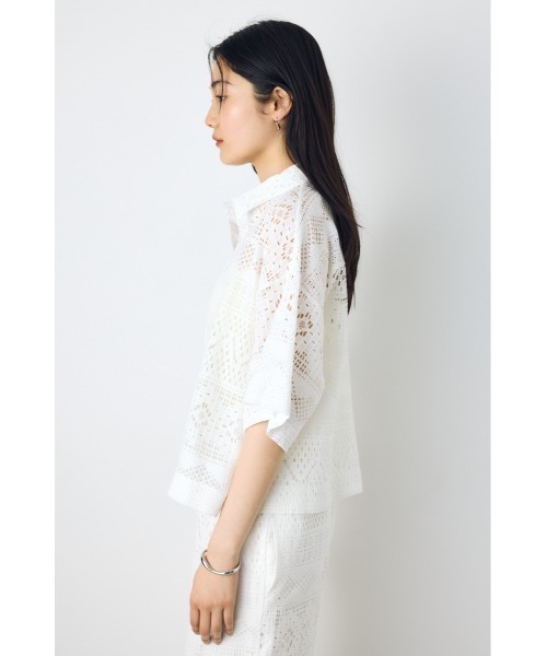 AZUL by moussy(アズールバイマウジー)の「【着丈バリエ】レースハーフスリーブシャツ(シャツ/ブラウス・レディース・ブラウン/オフホワイト/ブラック・MEDIUM/SMALL)」の18枚目の写真