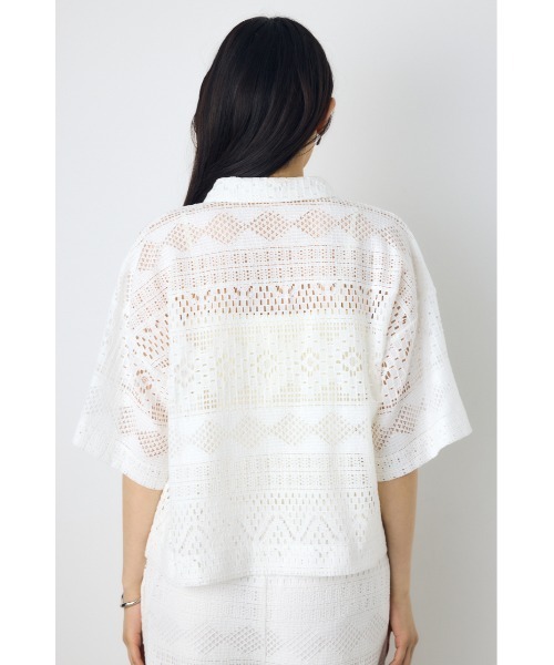 AZUL by moussy(アズールバイマウジー)の「【着丈バリエ】レースハーフスリーブシャツ(シャツ/ブラウス・レディース・ブラウン/オフホワイト/ブラック・MEDIUM/SMALL)」の19枚目の写真