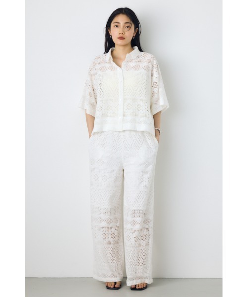 AZUL by moussy(アズールバイマウジー)の「【着丈バリエ】レースハーフスリーブシャツ(シャツ/ブラウス・レディース・ブラウン/オフホワイト/ブラック・MEDIUM/SMALL)」の20枚目の写真