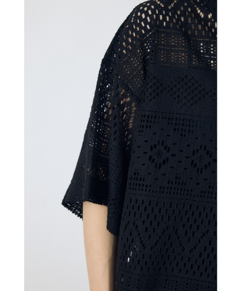 AZUL by moussy(アズールバイマウジー)の「【着丈バリエ】レースハーフスリーブシャツ(シャツ/ブラウス・レディース・ブラウン/オフホワイト/ブラック・MEDIUM/SMALL)」の6枚目の写真