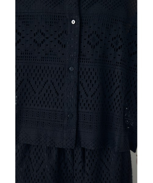 AZUL by moussy(アズールバイマウジー)の「【着丈バリエ】レースハーフスリーブシャツ(シャツ/ブラウス・レディース・ブラウン/オフホワイト/ブラック・MEDIUM/SMALL)」の7枚目の写真