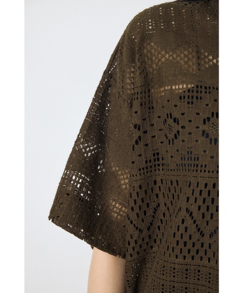 AZUL by moussy(アズールバイマウジー)の「【着丈バリエ】レースハーフスリーブシャツ(シャツ/ブラウス・レディース・ブラウン/オフホワイト/ブラック・MEDIUM/SMALL)」の15枚目の写真