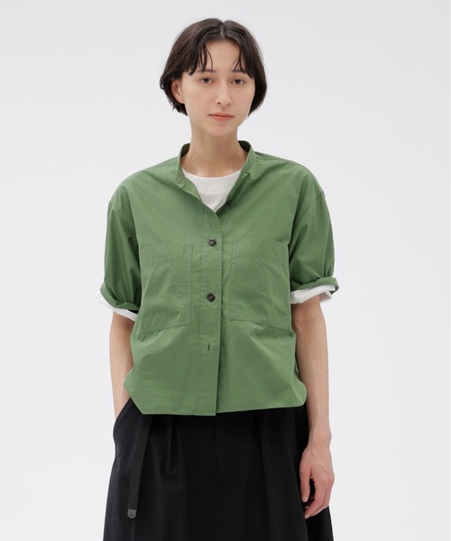 MHL.（エムエイチエル）の「COTTON NYLON VOILE（シャツ/ブラウス・レディース・チャコール/グリーン・1/2）」の2枚目の写真