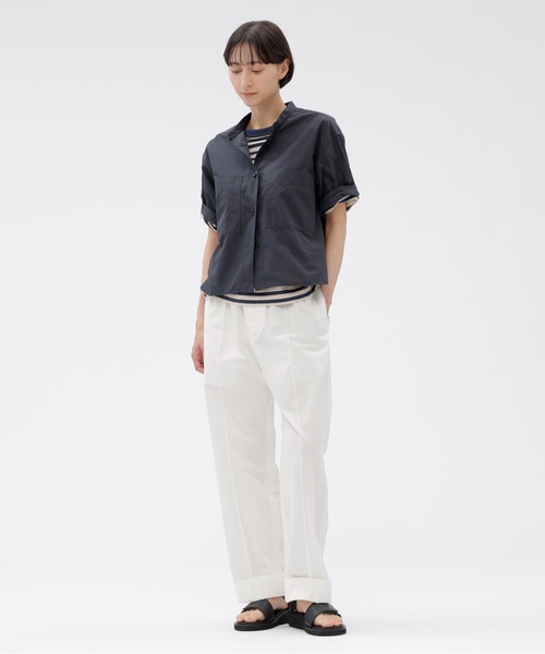 MHL.（エムエイチエル）の「COTTON NYLON VOILE（シャツ/ブラウス・レディース・チャコール/グリーン・1/2）」の10枚目の写真