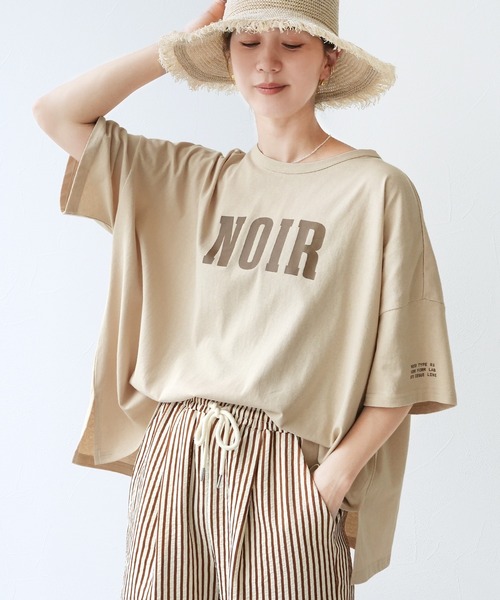 reca（レカ）の「【接触冷感】ワイドシルエット六分袖ロゴTシャツ（Tシャツ/カットソー・レディース・グレイッシュベージュ/ピンク系その他/ブラック・FREE）」の22枚目の写真