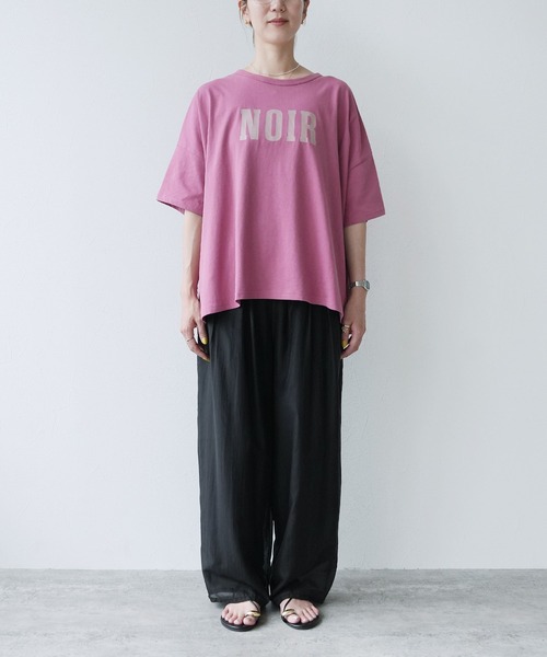 reca(レカ)の「【接触冷感】ワイドシルエット六分袖ロゴTシャツ(Tシャツ/カットソー・レディース・グレイッシュベージュ/ピンク系その他/ブラック・FREE)」の17枚目の写真