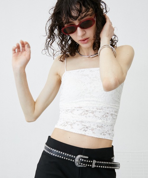 uyu.(ウユ)の「Flower Lace Padded Camisole/フラワーレースカップ付きキャミソール(キャミソール・レディース・ホワイト/ブラック・FREE)」の17枚目の写真
