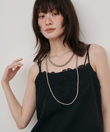 LARUTA（ラルータ）の「【LARUTA】麻タッチ細コードレースキャミ（キャミソール）」