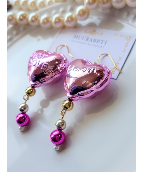 VIBGYOR（ヴィブジョー）の「【MUURABBTI】ハートバルーンピアス(MA)（ピアス（両耳用）・レディース・レッド/ピンク・FREE）」の6枚目の写真