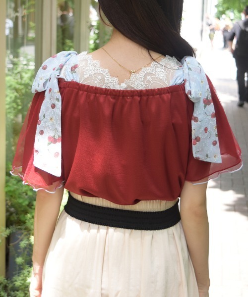 axes femme(アクシーズファム)の「さくらんぼリボンプルオーバー(Tシャツ/カットソー・レディース・レッド/ブラック/キナリ・FREE)」の7枚目の写真