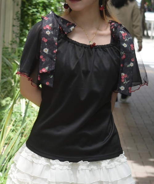 axes femme(アクシーズファム)の「さくらんぼリボンプルオーバー(Tシャツ/カットソー・レディース・レッド/ブラック/キナリ・FREE)」の12枚目の写真
