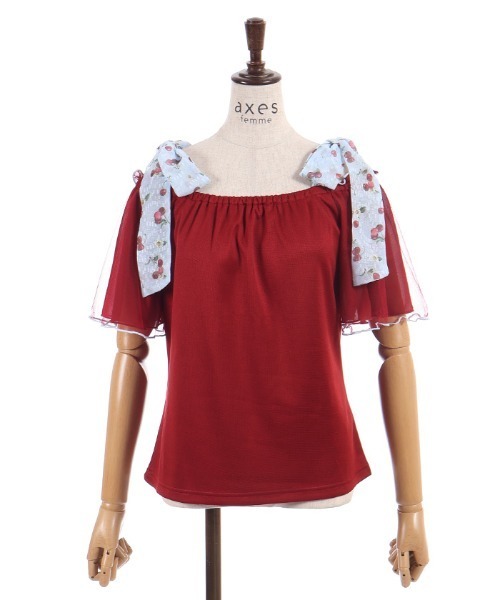 axes femme(アクシーズファム)の「さくらんぼリボンプルオーバー(Tシャツ/カットソー・レディース・レッド/ブラック/キナリ・FREE)」の15枚目の写真