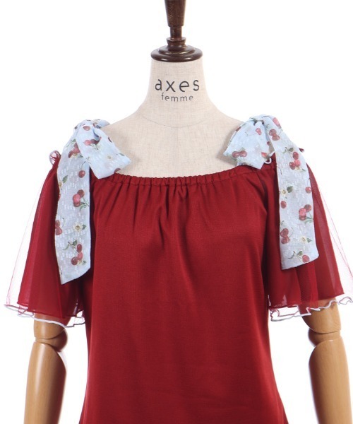 axes femme(アクシーズファム)の「さくらんぼリボンプルオーバー(Tシャツ/カットソー・レディース・レッド/ブラック/キナリ・FREE)」の18枚目の写真