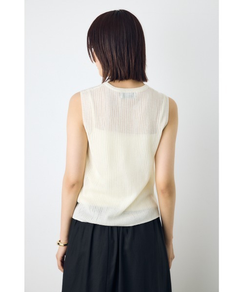 AZUL by moussy（アズールバイマウジー）の「シアーニット　リブタンクトップニット　夏服　秋服　春服　ノースリーブ　シアートップス　サマーニット（ニット/セーター・レディース・ブラウン/オフホワイト/ブラック/ライトブルー・SMALL/MEDIUM）」の7枚目の写真