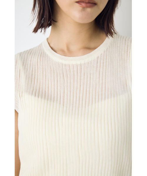 AZUL by moussy（アズールバイマウジー）の「シアーニット　リブタンクトップニット　夏服　秋服　春服　ノースリーブ　シアートップス　サマーニット（ニット/セーター・レディース・ブラウン/オフホワイト/ブラック/ライトブルー・SMALL/MEDIUM）」の9枚目の写真