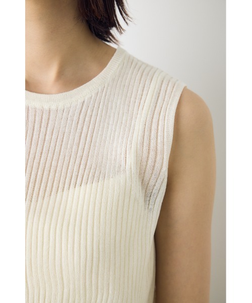 AZUL by moussy（アズールバイマウジー）の「シアーニット　リブタンクトップニット　夏服　秋服　春服　ノースリーブ　シアートップス　サマーニット（ニット/セーター・レディース・ブラウン/オフホワイト/ブラック/ライトブルー・SMALL/MEDIUM）」の11枚目の写真