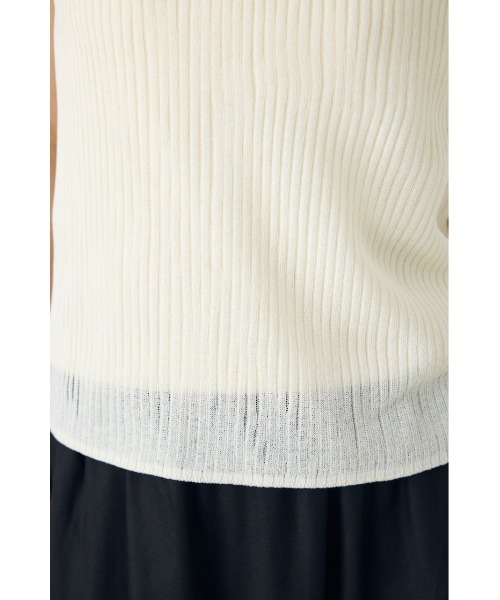 AZUL by moussy（アズールバイマウジー）の「シアーニット　リブタンクトップニット　夏服　秋服　春服　ノースリーブ　シアートップス　サマーニット（ニット/セーター・レディース・ブラウン/オフホワイト/ブラック/ライトブルー・SMALL/MEDIUM）」の12枚目の写真