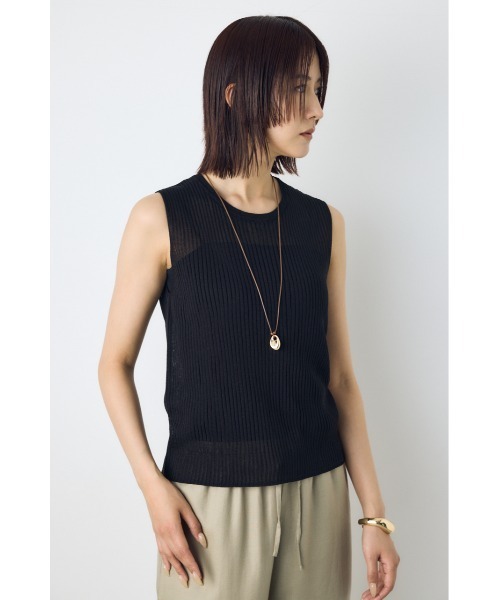 AZUL by moussy（アズールバイマウジー）の「シアーニット　リブタンクトップニット　夏服　秋服　春服　ノースリーブ　シアートップス　サマーニット（ニット/セーター・レディース・ブラウン/オフホワイト/ブラック/ライトブルー・SMALL/MEDIUM）」の13枚目の写真