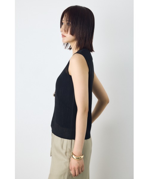 AZUL by moussy（アズールバイマウジー）の「シアーニット　リブタンクトップニット　夏服　秋服　春服　ノースリーブ　シアートップス　サマーニット（ニット/セーター・レディース・ブラウン/オフホワイト/ブラック/ライトブルー・SMALL/MEDIUM）」の14枚目の写真