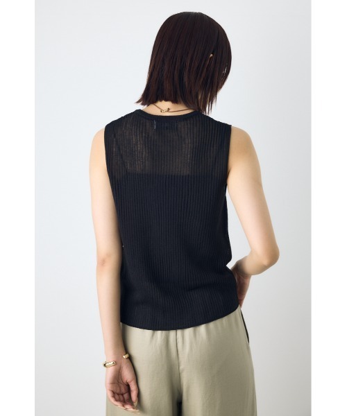 AZUL by moussy（アズールバイマウジー）の「シアーニット　リブタンクトップニット　夏服　秋服　春服　ノースリーブ　シアートップス　サマーニット（ニット/セーター・レディース・ブラウン/オフホワイト/ブラック/ライトブルー・SMALL/MEDIUM）」の15枚目の写真