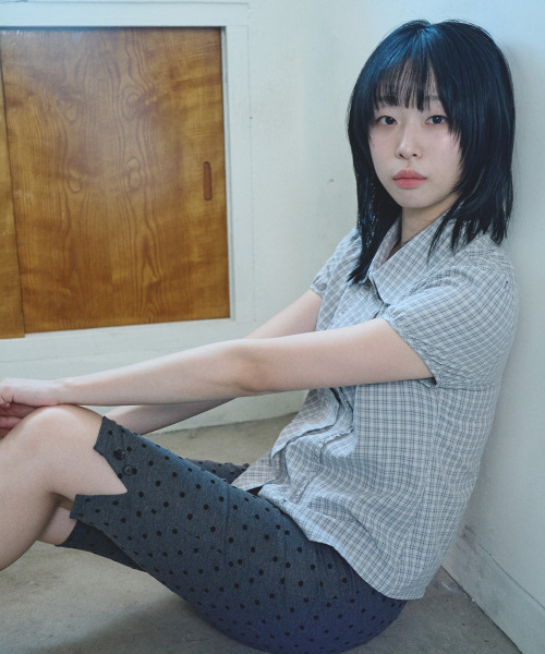 MIHEV(ミヘブ)の「チェックパフ半袖ブラウスグレー(シャツ/ブラウス・レディース・その他・FREE)」の3枚目の写真