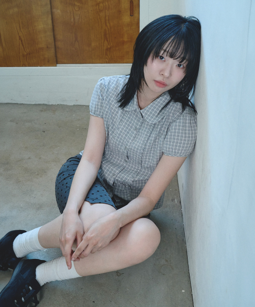 MIHEV(ミヘブ)の「チェックパフ半袖ブラウスグレー(シャツ/ブラウス・レディース・その他・FREE)」の7枚目の写真