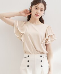 couture brooch | 【接触冷感・UVカット・洗える】ラッフル フレアスリーブ トップス(Tシャツ/カットソー)