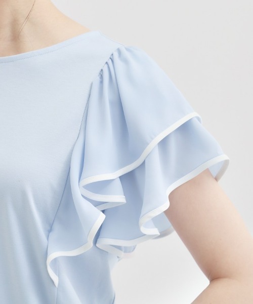couture brooch（クチュールブローチ）の「【接触冷感・UVカット・洗える】ラッフル フレアスリーブ トップス（Tシャツ/カットソー・レディース・ホワイト系7/ブラック系4/サックスブルー系4/ベージュ系その他7・42/40/38/36）」の12枚目の写真