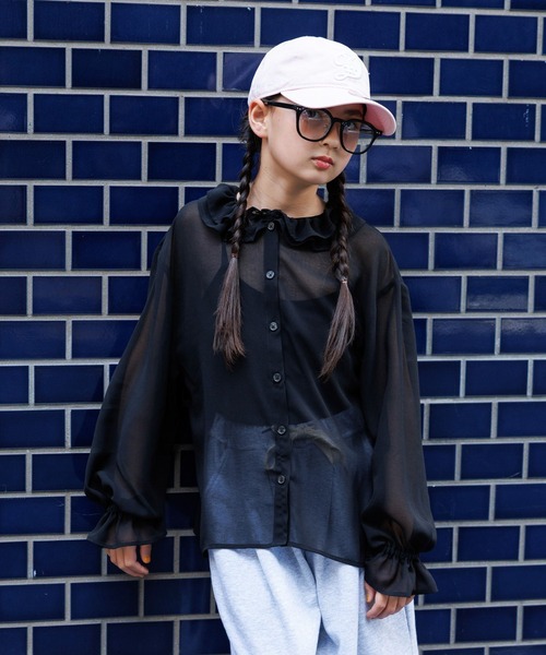 BAYFLOW(ベイフロー)の「ジュニアライン(140~160)【Howdy(ハウディ)】シアーシャツ(シャツ/ブラウス・キッズ・ブルー/ブラック/ホワイト・140cm/150cm/160cm)」の3枚目の写真