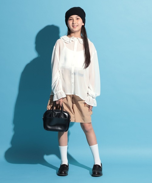 BAYFLOW(ベイフロー)の「ジュニアライン(140~160)【Howdy(ハウディ)】シアーシャツ(シャツ/ブラウス・キッズ・ブルー/ブラック/ホワイト・140cm/150cm/160cm)」の4枚目の写真