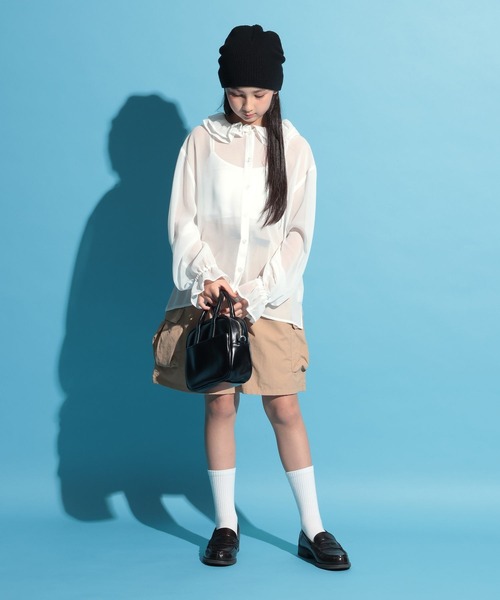BAYFLOW(ベイフロー)の「ジュニアライン(140~160)【Howdy(ハウディ)】シアーシャツ(シャツ/ブラウス・キッズ・ブルー/ブラック/ホワイト・140cm/150cm/160cm)」の6枚目の写真