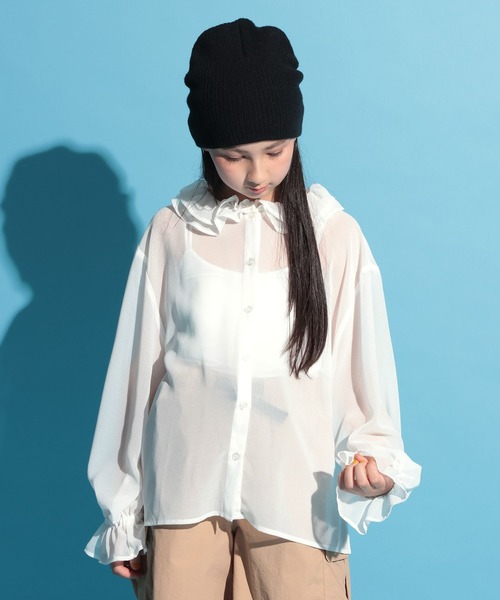 BAYFLOW(ベイフロー)の「ジュニアライン(140~160)【Howdy(ハウディ)】シアーシャツ(シャツ/ブラウス・キッズ・ブルー/ブラック/ホワイト・140cm/150cm/160cm)」の8枚目の写真