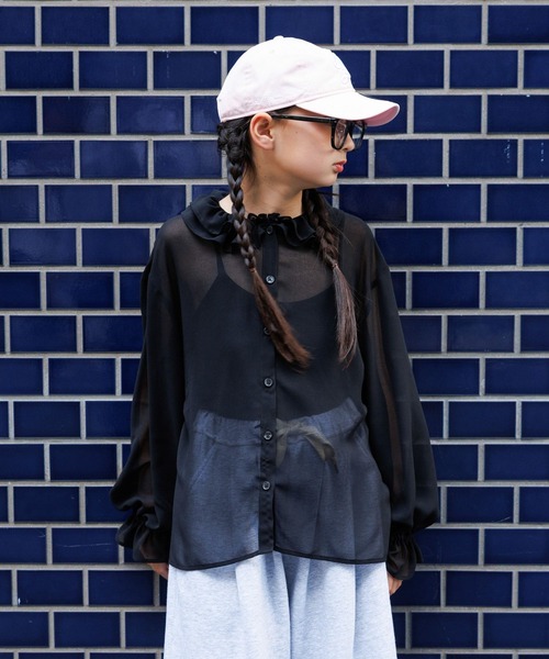 BAYFLOW(ベイフロー)の「ジュニアライン(140~160)【Howdy(ハウディ)】シアーシャツ(シャツ/ブラウス・キッズ・ブルー/ブラック/ホワイト・140cm/150cm/160cm)」の14枚目の写真