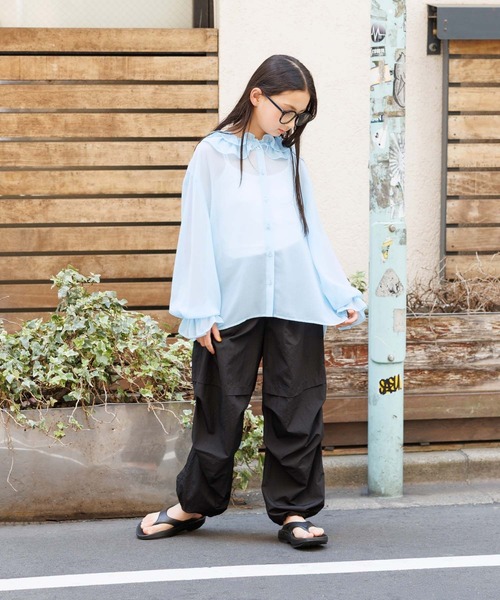 BAYFLOW(ベイフロー)の「ジュニアライン(140~160)【Howdy(ハウディ)】シアーシャツ(シャツ/ブラウス・キッズ・ブルー/ブラック/ホワイト・140cm/150cm/160cm)」の16枚目の写真