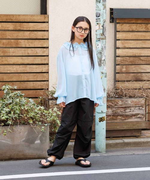 BAYFLOW(ベイフロー)の「ジュニアライン(140~160)【Howdy(ハウディ)】シアーシャツ(シャツ/ブラウス・キッズ・ブルー/ブラック/ホワイト・140cm/150cm/160cm)」の17枚目の写真