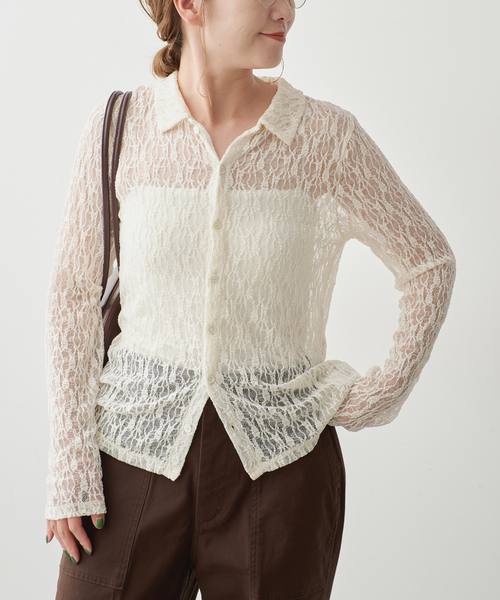 Spick & Span(スピックアンドスパン)の「シュリンクレースブラウス(シャツ/ブラウス・レディース・ホワイト系その他/ブラック/ブラウン・FREE)」の6枚目の写真