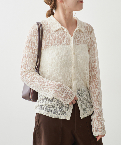 Spick & Span(スピックアンドスパン)の「シュリンクレースブラウス(シャツ/ブラウス・レディース・ホワイト系その他/ブラック/ブラウン・FREE)」の7枚目の写真