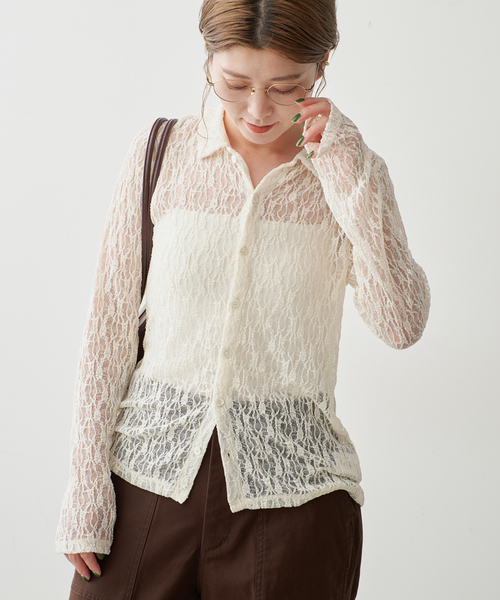 Spick & Span(スピックアンドスパン)の「シュリンクレースブラウス(シャツ/ブラウス・レディース・ホワイト系その他/ブラック/ブラウン・FREE)」の9枚目の写真