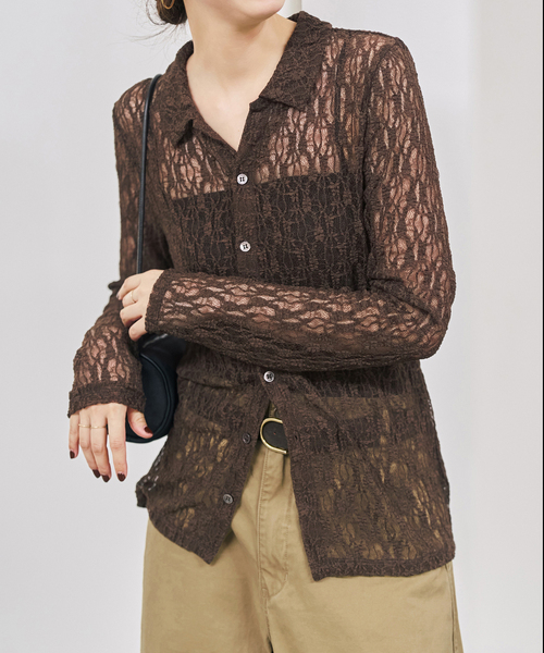 Spick & Span(スピックアンドスパン)の「シュリンクレースブラウス(シャツ/ブラウス・レディース・ホワイト系その他/ブラック/ブラウン・FREE)」の11枚目の写真