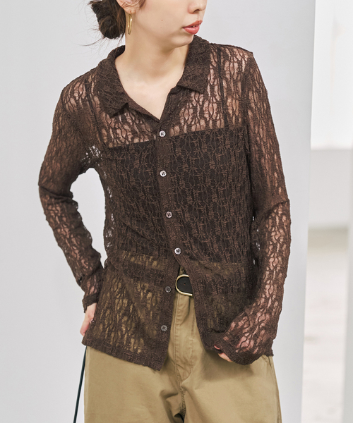 Spick & Span(スピックアンドスパン)の「シュリンクレースブラウス(シャツ/ブラウス・レディース・ホワイト系その他/ブラック/ブラウン・FREE)」の12枚目の写真
