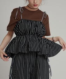【W:Huku / ブロードストライプ】ペプラム キャミソール / Broad-Striped Peplum Camisole