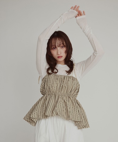 W:Huku(フーク)の「【W:Huku / ブロードストライプ】ペプラム キャミソール / Broad-Striped Peplum Camisole(キャミソール・レディース・ブルー/ブラウン/ブラック・FREE)」の11枚目の写真