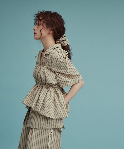 W:Huku(フーク)の「【W:Huku / ブロードストライプ】ペプラム キャミソール / Broad-Striped Peplum Camisole(キャミソール・レディース・ブルー/ブラウン/ブラック・FREE)」の18枚目の写真