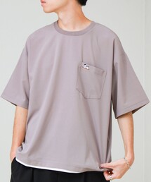 【フレブル刺繍/セットアップ対応】カラミ織りTEE フェイクレイヤード