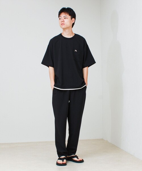 GLOSTER(グロスター)の「【フレブル刺繍/セットアップ対応】カラミ織りTEE フェイクレイヤード(Tシャツ/カットソー・メンズ・チャコールグレー/ブラック/グレイッシュベージュ・S/L/M)」の22枚目の写真