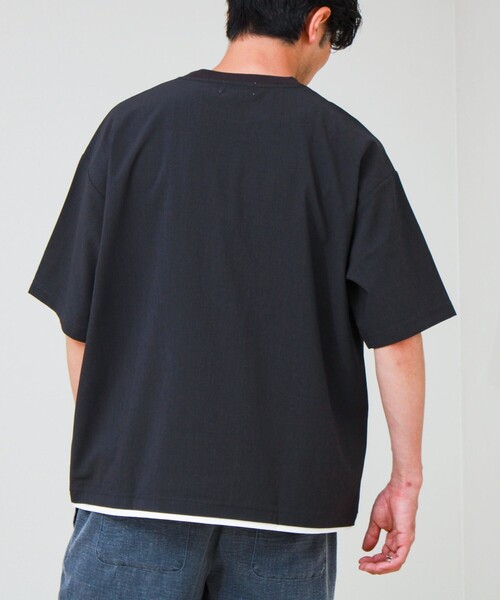 GLOSTER(グロスター)の「【フレブル刺繍/セットアップ対応】カラミ織りTEE フェイクレイヤード(Tシャツ/カットソー・メンズ・チャコールグレー/ブラック/グレイッシュベージュ・S/L/M)」の8枚目の写真